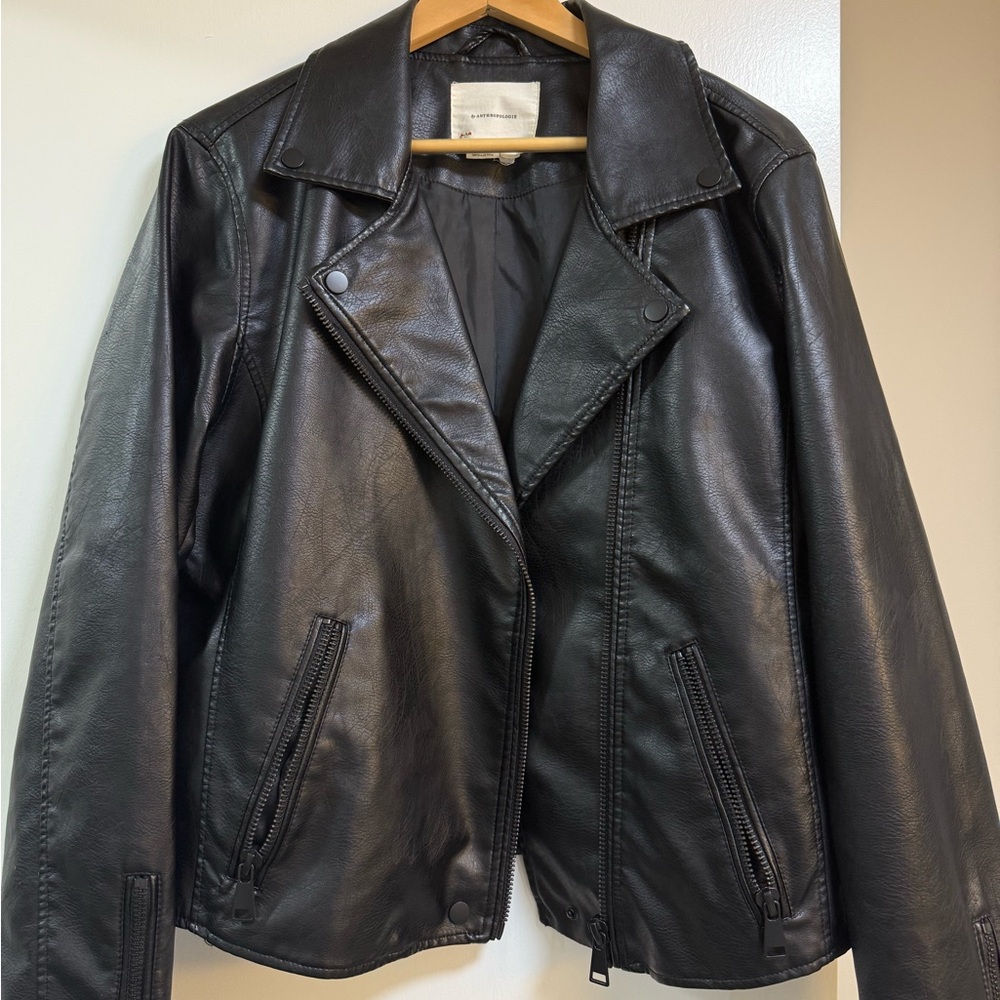 Anthropologie The Saige Faux Leather Moto Jacket